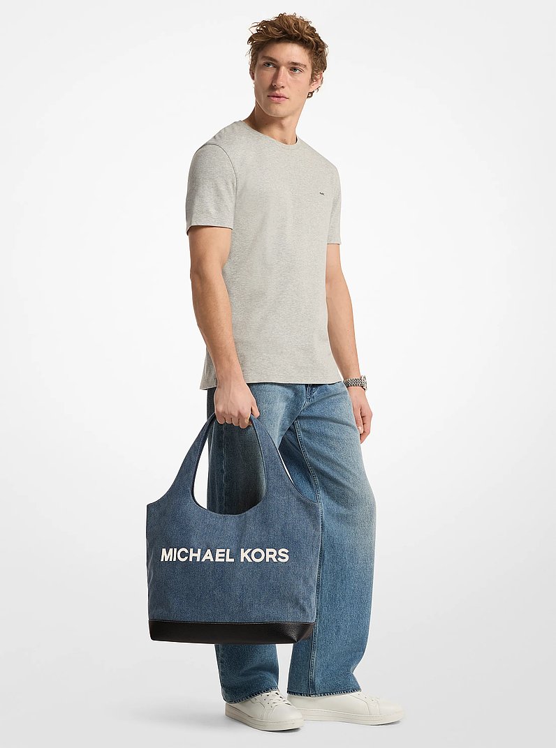 Cooper Medium Denim Tote Bag in DK VT BLUWSH | Michael Kors