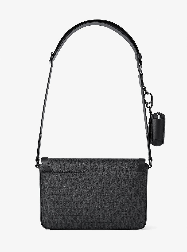 Hudson Mini Signature Logo Crossbody Bag With Airpod Case for Apple Airpods Pro&reg; in BLACK | Michael Kors