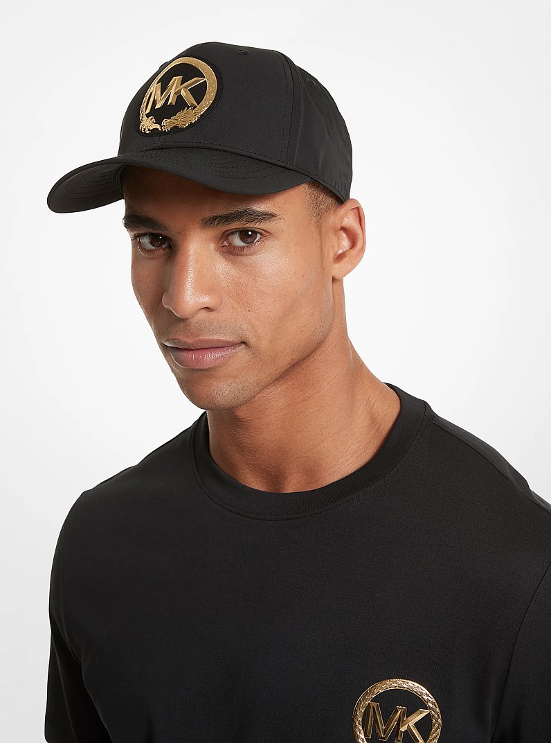 New Year Metallic Logo Woven Baseball Cap in BLACK | Michael Kors