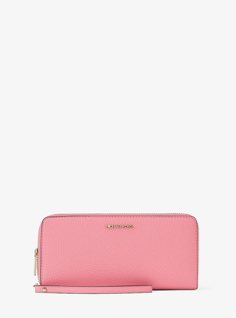 Jet Set Travel Large Pebbled Leather Wristlet in CARNATION | Michael Kors