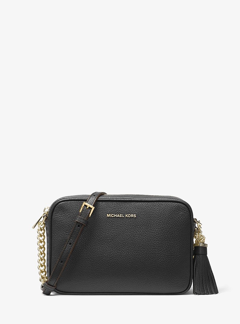 Jet Set Medium Pebbled Leather Crossbody Bag in BLACK | Michael Kors