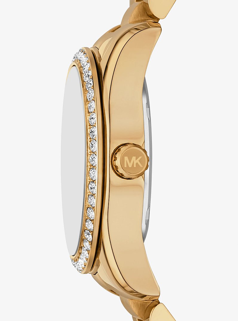 Mini Lexington Pav&eacute; Gold-Tone Watch in GOLD | Michael Kors
