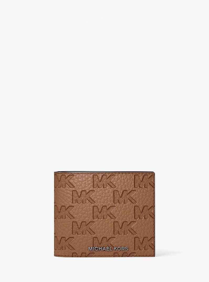 Hudson Logo Embossed Leather Billfold Wallet and Passcase in LUGGAGE | Michael Kors