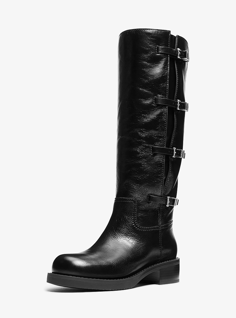 Darrington Crackled Leather Boot in BLACK | Michael Kors