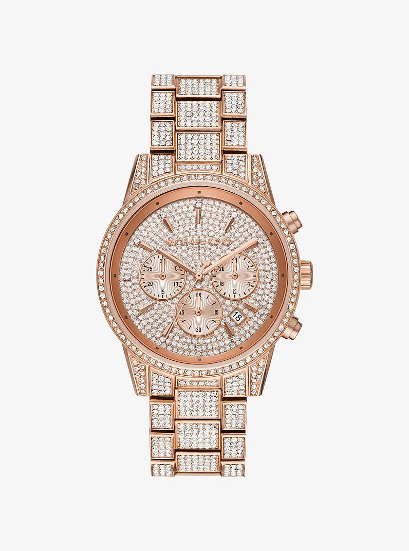 Bryant Pav&eacute; Rose Gold-Tone Watch in ROSE GOLD | Michael Kors