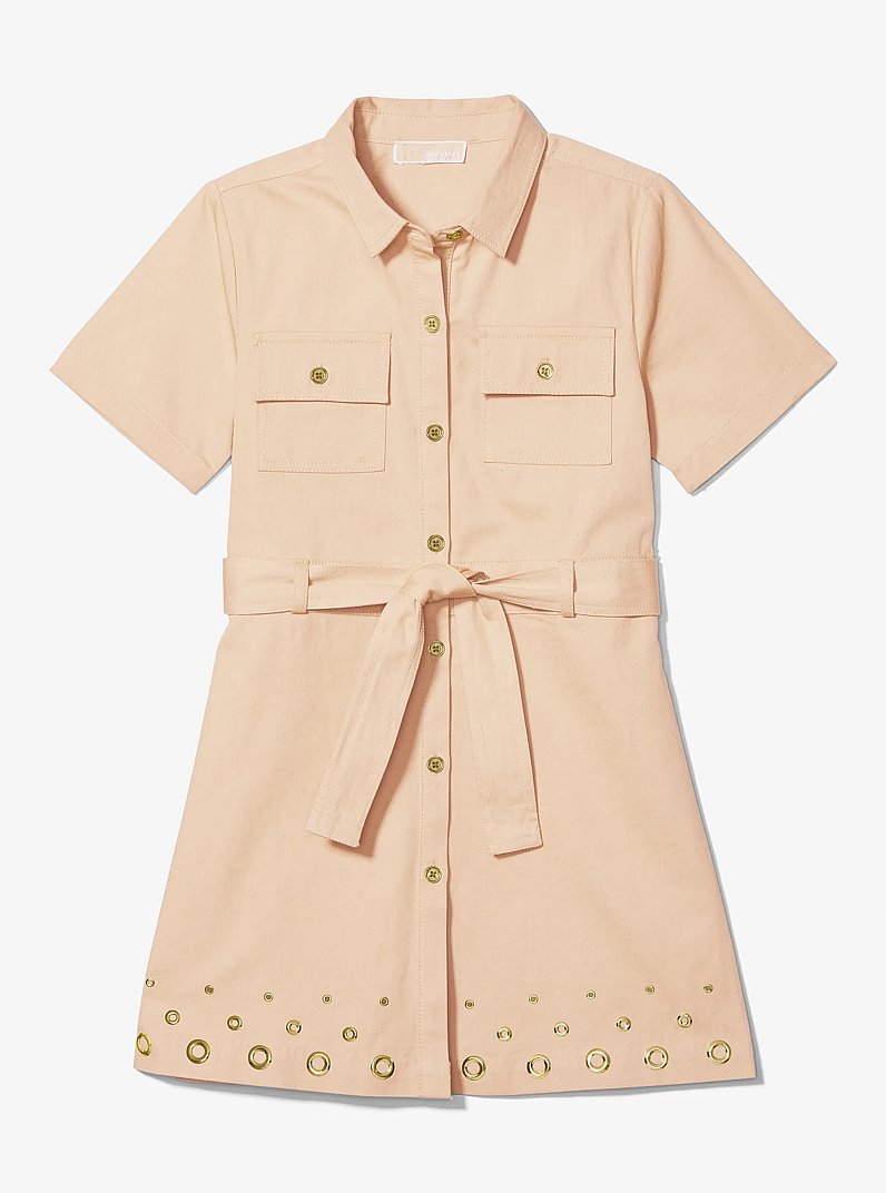 Robe chemisier en serg&eacute; de coton &agrave; ceinture in POIL DE CHAMEAU | Michael Kors