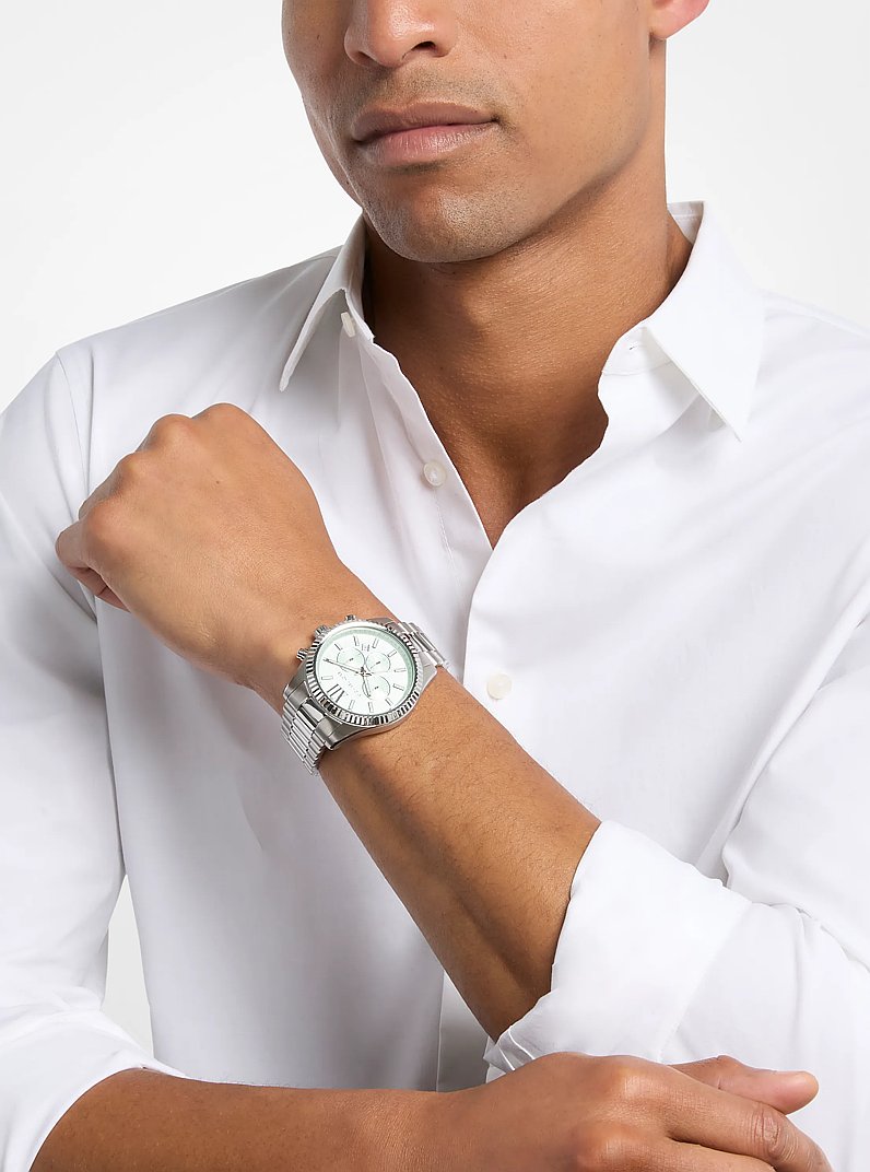 Orologio Lexington oversize tonalit&agrave; argento in ARGENTO | Michael Kors