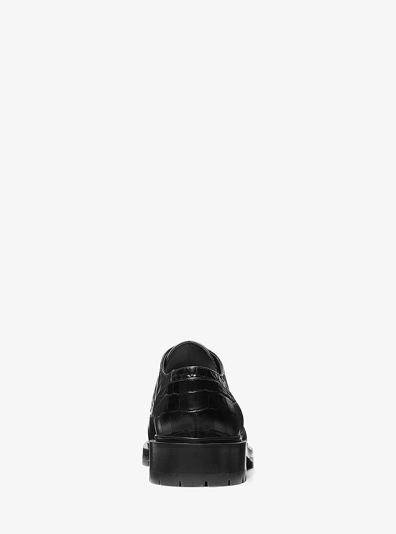 Marte Crocodile Embossed Leather Oxford in BLACK | Michael Kors