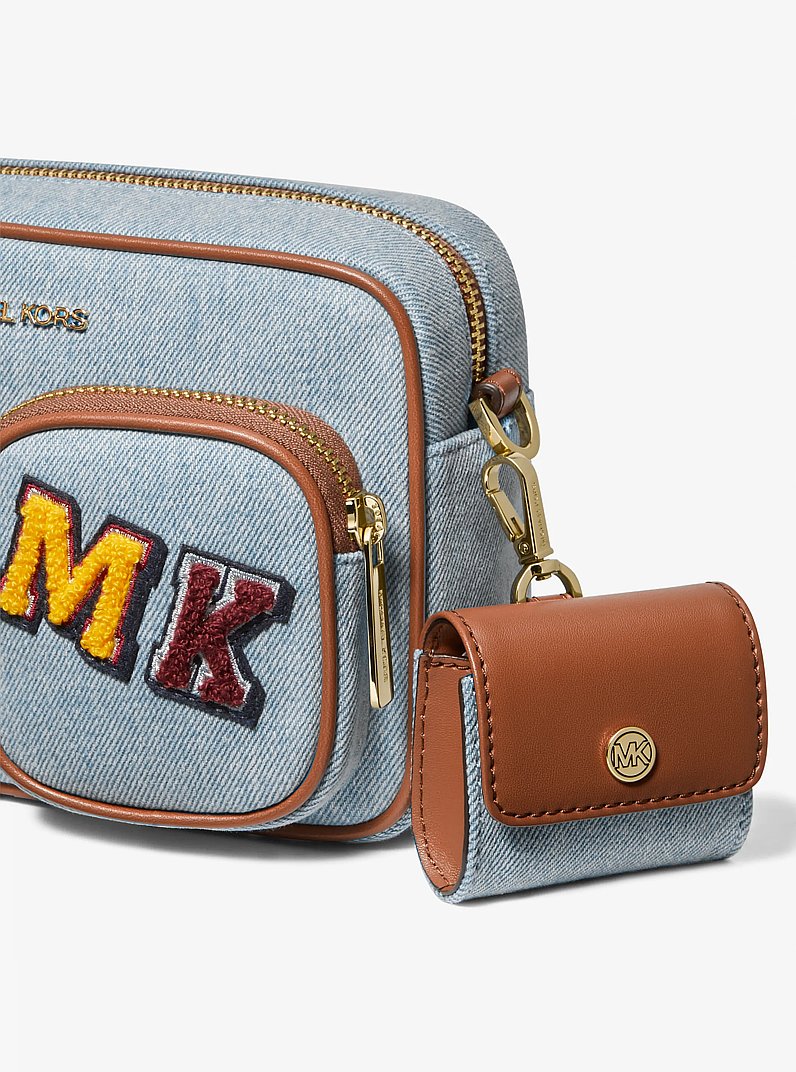 Jet Set Medium Embellished Denim Crossbody Bag with Pouches in DENIM | Michael Kors