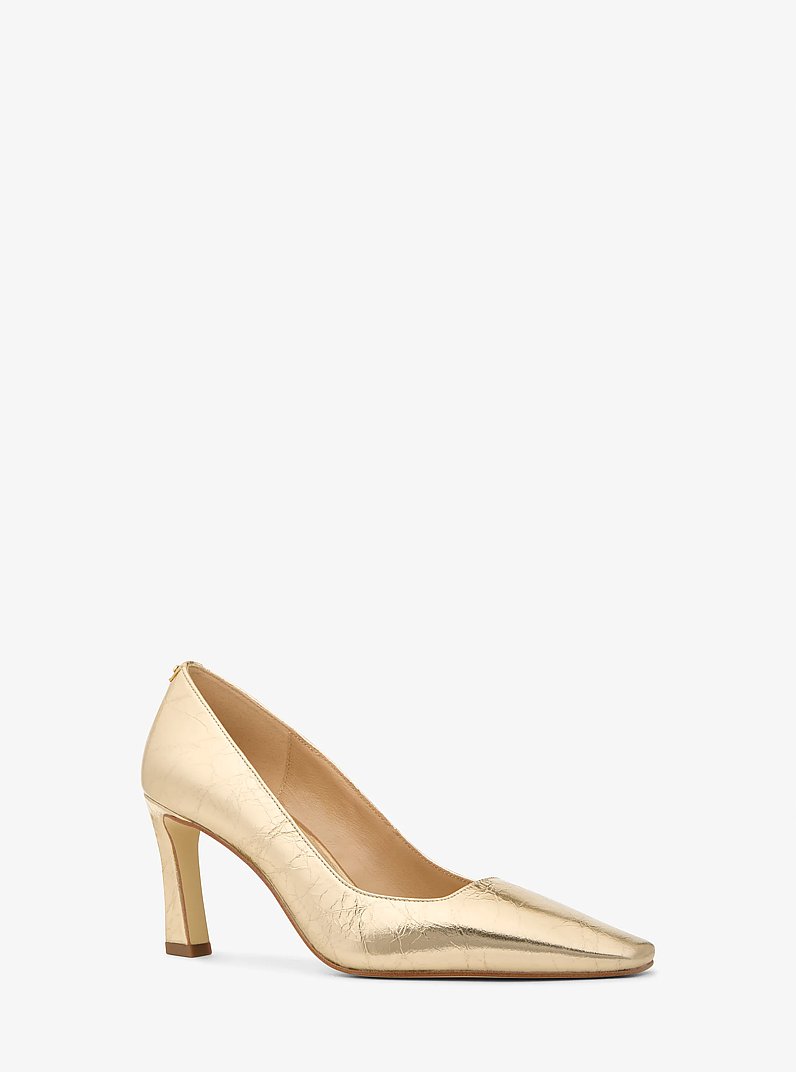 Darrah Crackled Metallic Leather Pump in PALE GOLD | Michael Kors