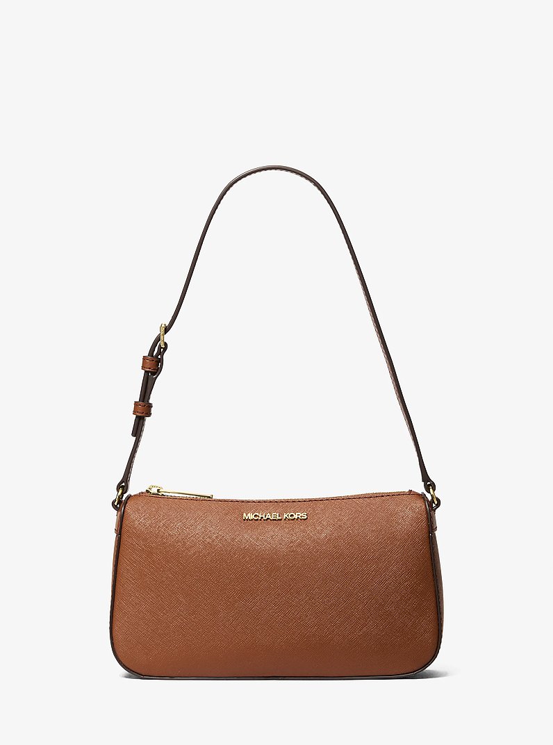 Pochette Jet Set media in pelle Saffiano in CUOIO | Michael Kors