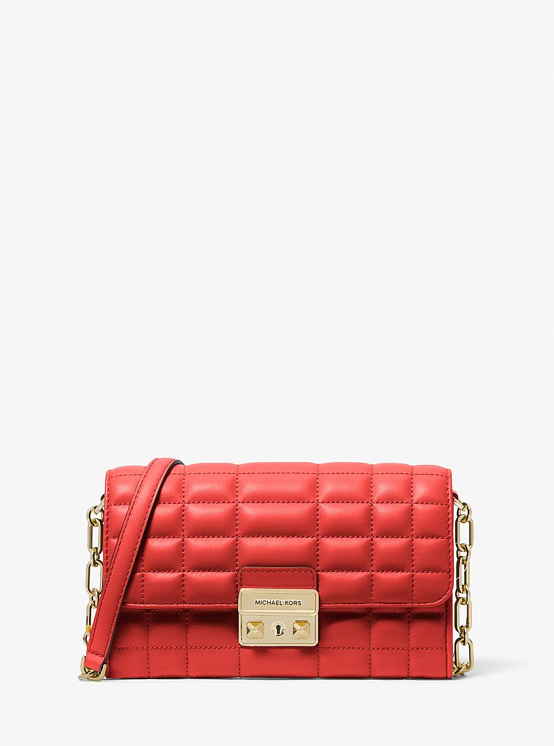 Tribeca Leather Convertible Crossbody Bag in BURNT SIENNA | Michael Kors