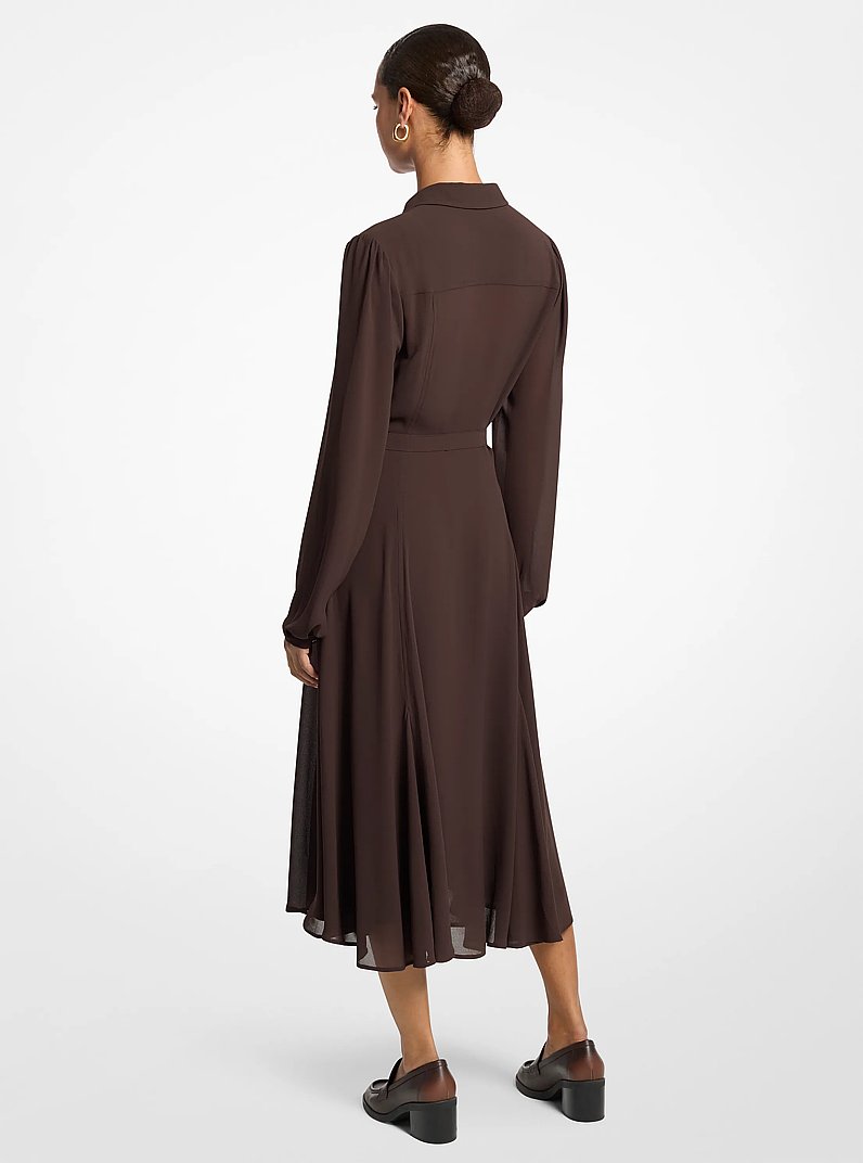 Hemdkleid aus Georgette in SCHOKOLADE | Michael Kors