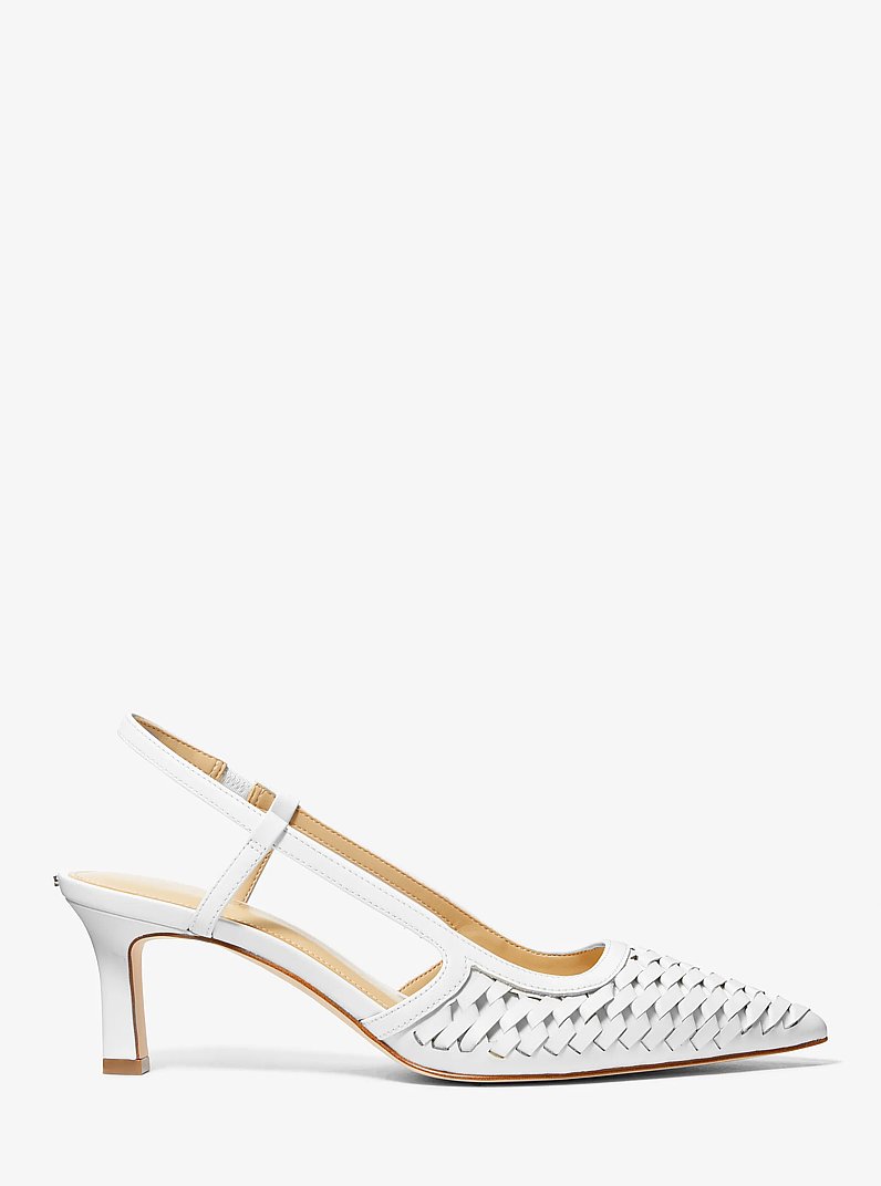 Alora Hand-Woven Leather Slingback Pump in OPTIC WHITE | Michael Kors