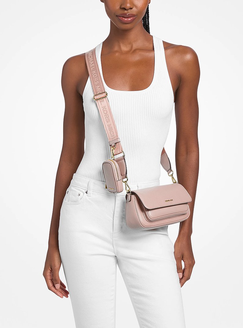 Jet Set Travel Small Pebbled Leather Crossbody Bag With Pouch in POWDER BLUSH | Michael Kors