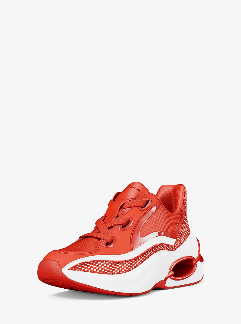 Toni Mixed-Media Sneaker in CRIMSON | Michael Kors