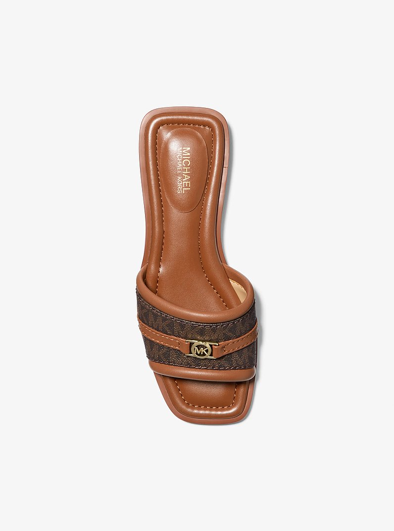 Sandalo slide Mandy con logo in MARRONE/CUOIO | Michael Kors