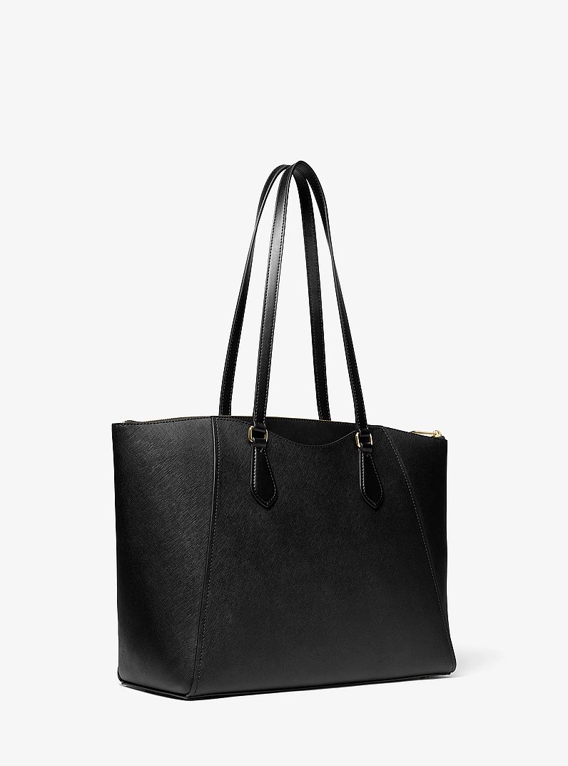 Lorita Large Saffiano Leather Tote Bag in BLACK | Michael Kors