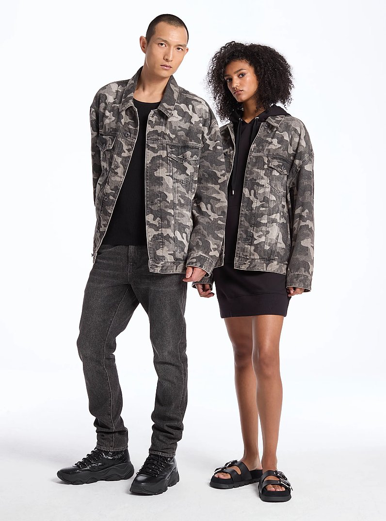 Camouflage Denim Jacket in CHARCOAL WASH | Michael Kors