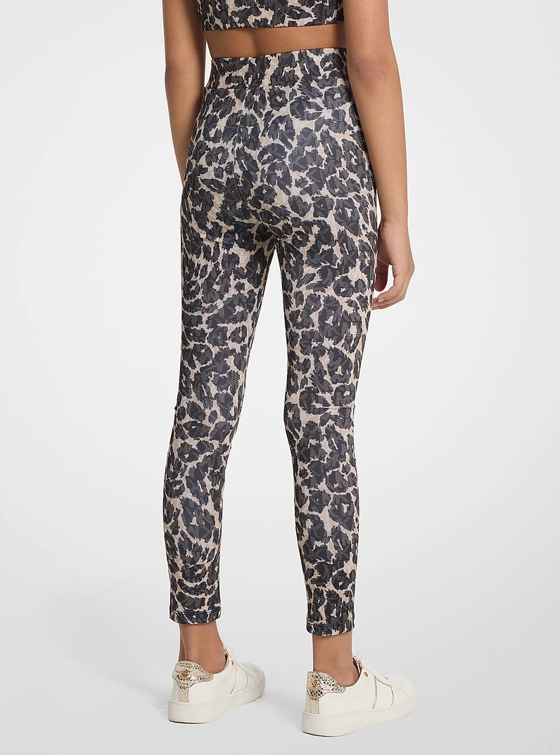Leopard Logo Leggings in CAMEL/BLACK | Michael Kors