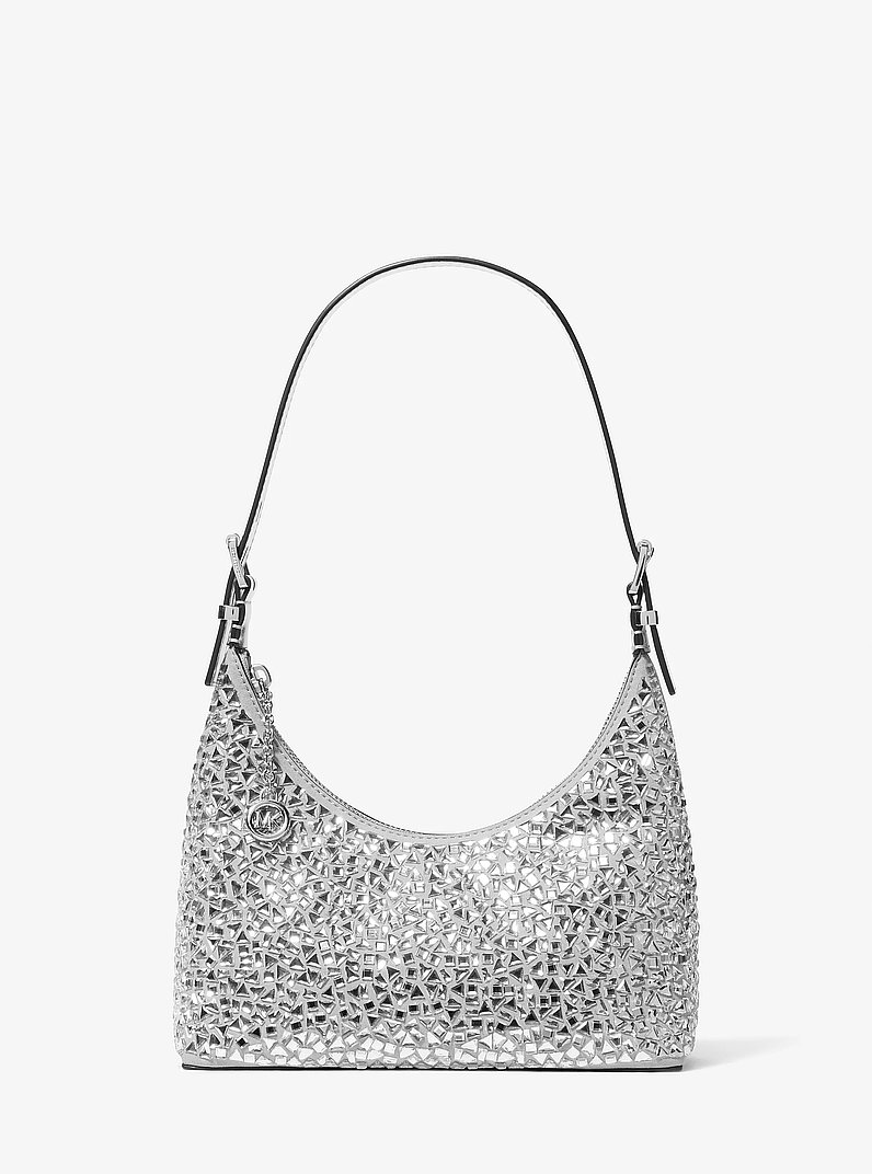 Nolita Small Embellished Pochette in NICKEL | Michael Kors