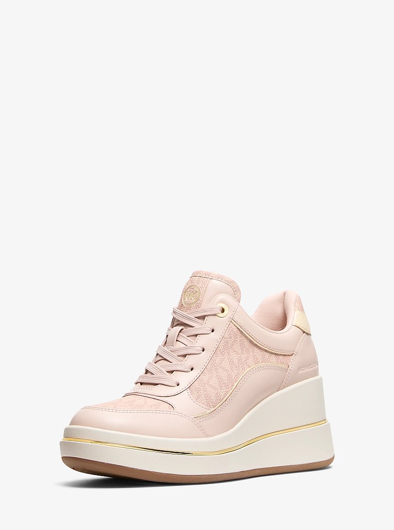 Sneaker Emmy aus Signature-Logostoff und Leder mit Keilabsatz in ZARTROSA | Michael Kors