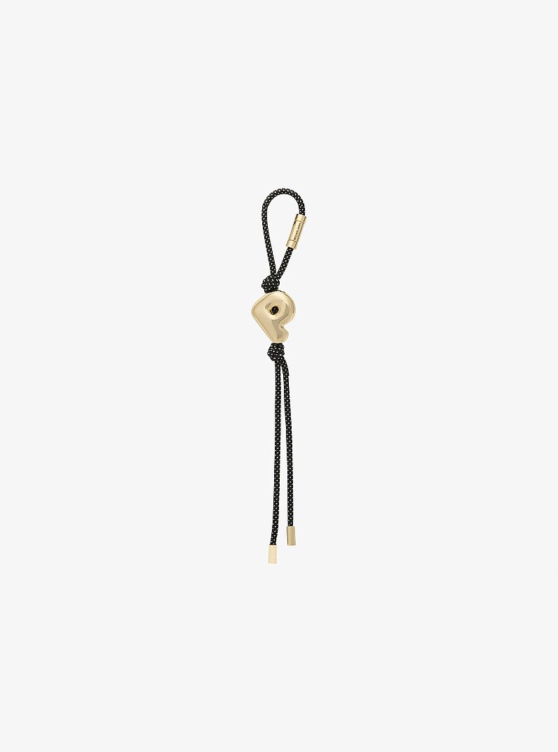 Initial Gold-Tone and Speckled Cord Bag Charm in 18K GOLD | Michael Kors
