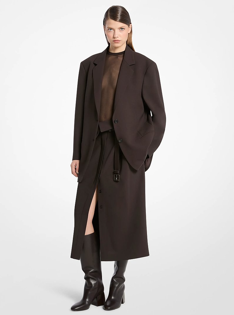 Blazer Ryan de lana el&aacute;stica in CHOCOLATE | Michael Kors