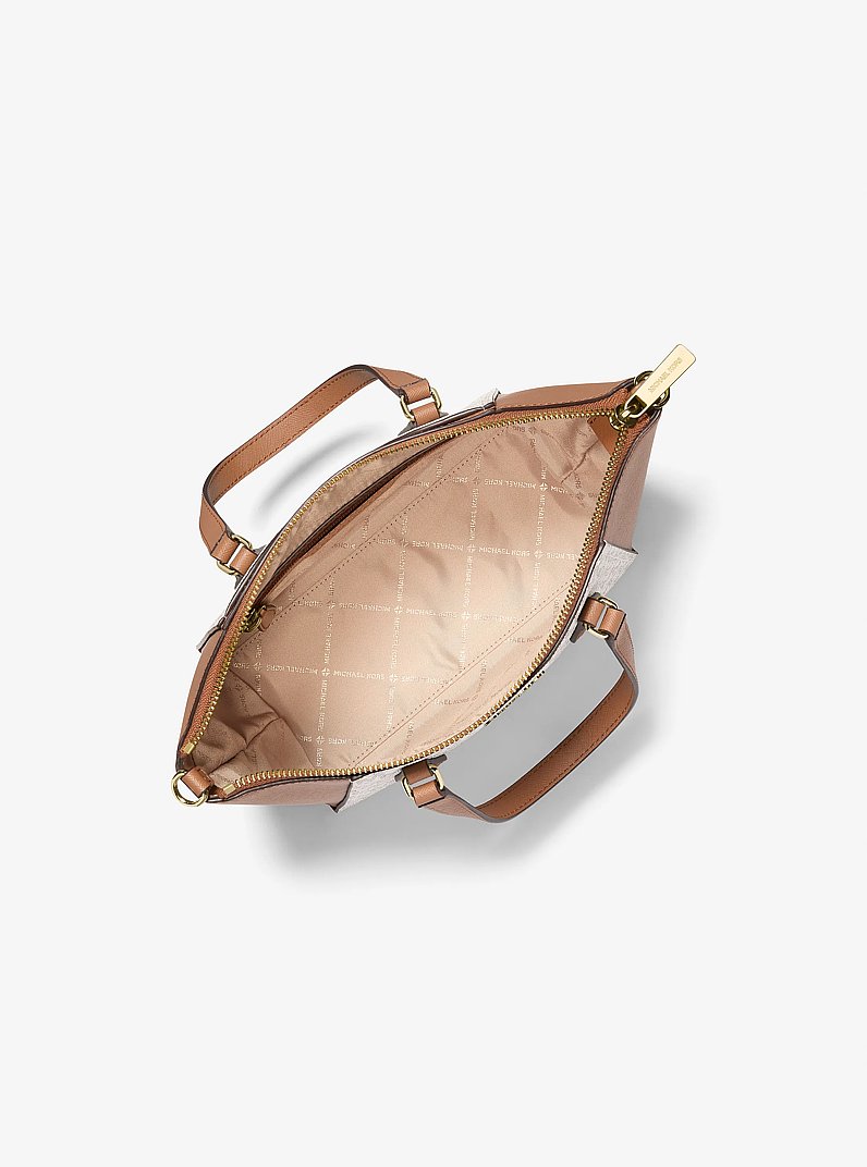 Borsa a tracolla Lorita piccola con stampa logo in VANIGLIA/GHIANDA | Michael Kors