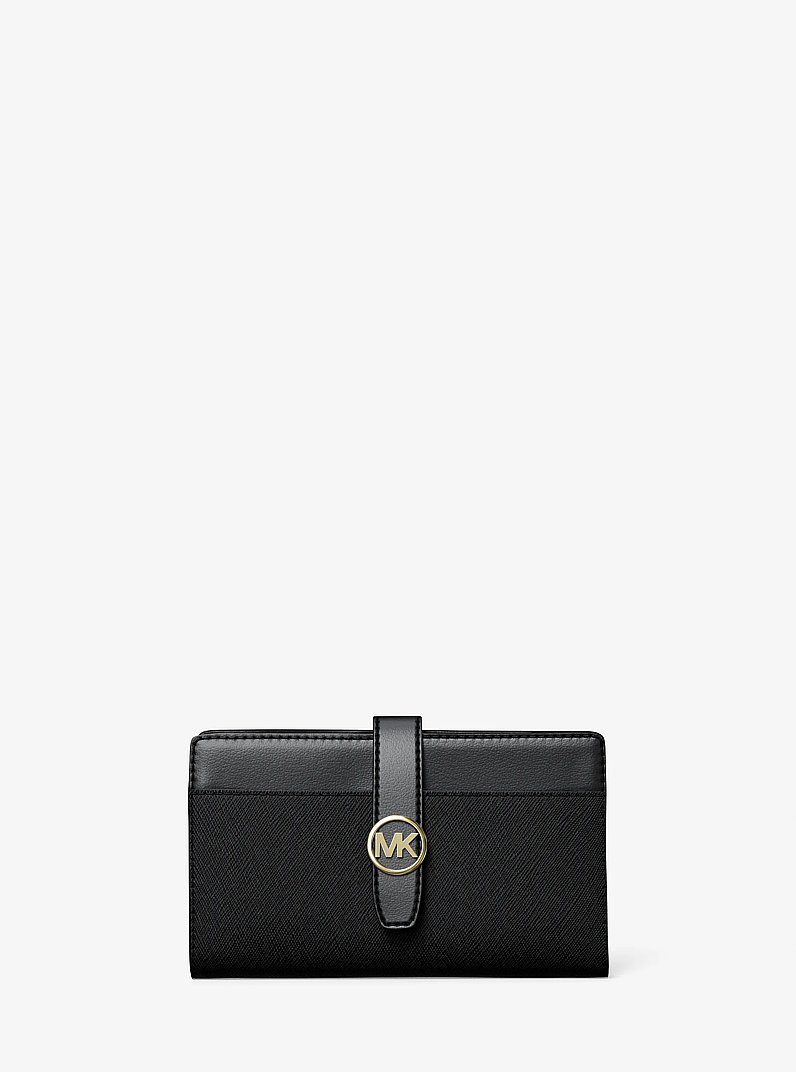 Greenwich Medium Saffiano Leather Wallet in BLACK - Sale | Michael