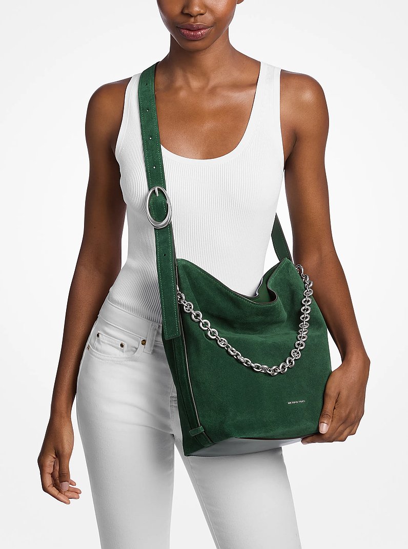 Nolita Large Suede Bucket Bag in MOSS | Michael Kors