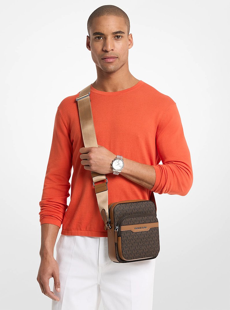 Hudson Mini Signature Logo Flight Bag in BROWN/LUGGAGE | Michael Kors