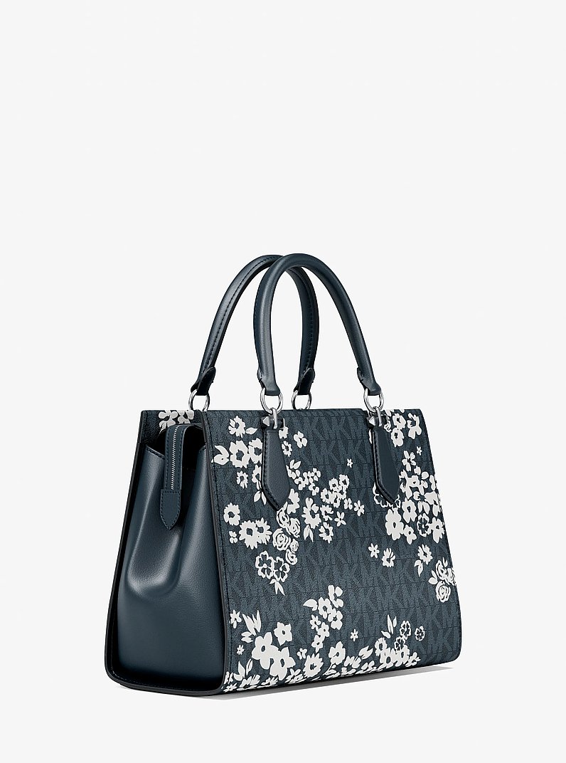 Marilyn Medium Printed Signature Logo Satchel in ADMIRAL | Michael Kors