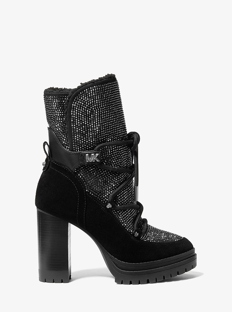 Culver Embellished Lace-Up Boot in BLACK | Michael Kors