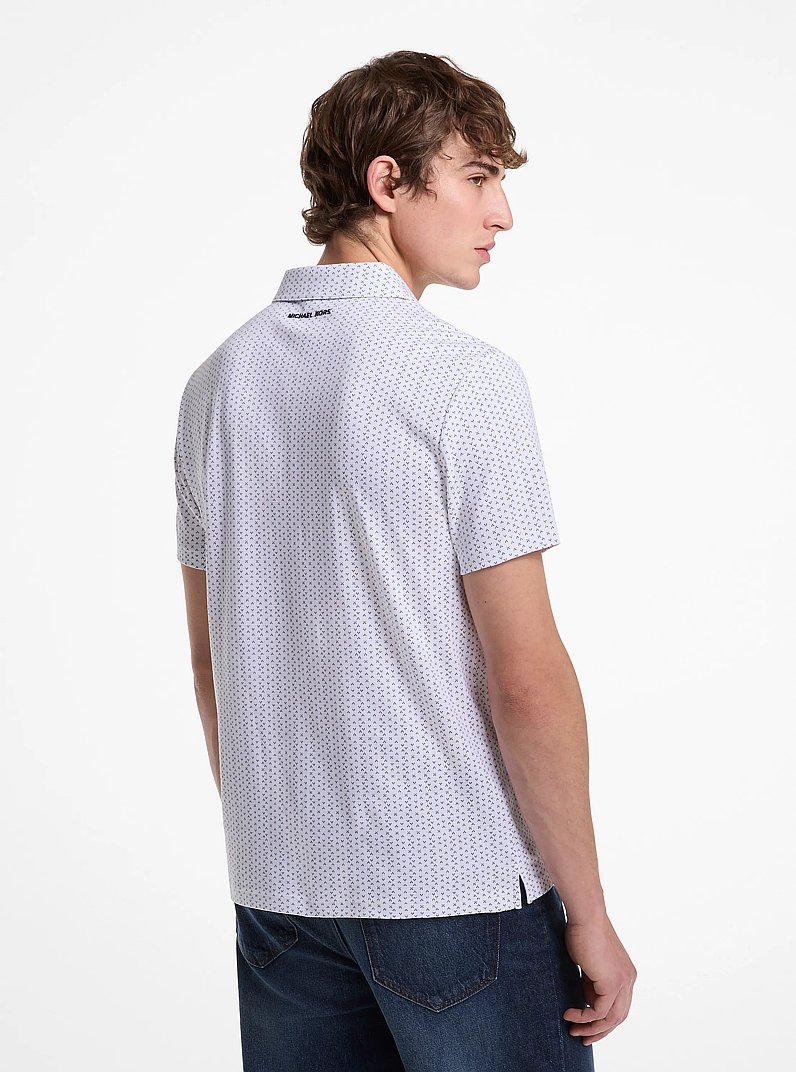 Geo Ditsy Cotton Polo Shirt in WHITE | Michael Kors
