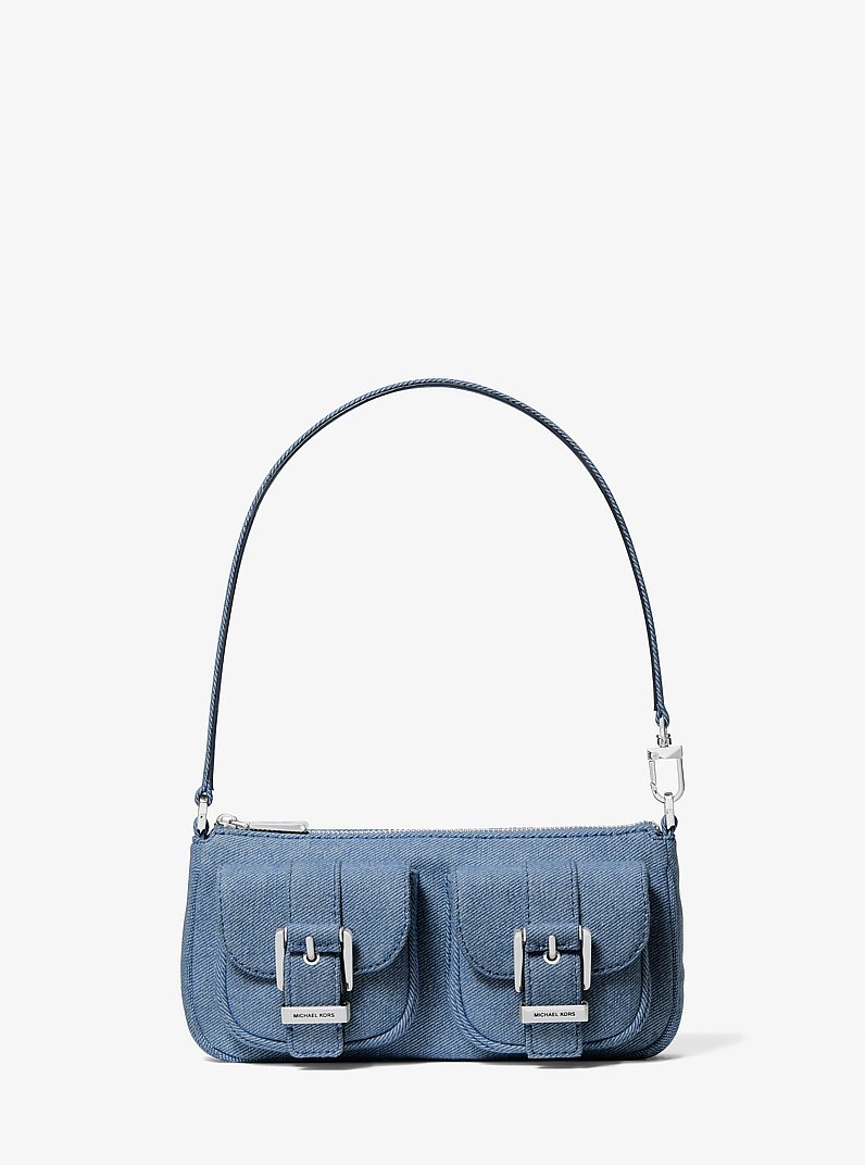 Zoe Small Denim Pochette in UNION WASH | Michael Kors