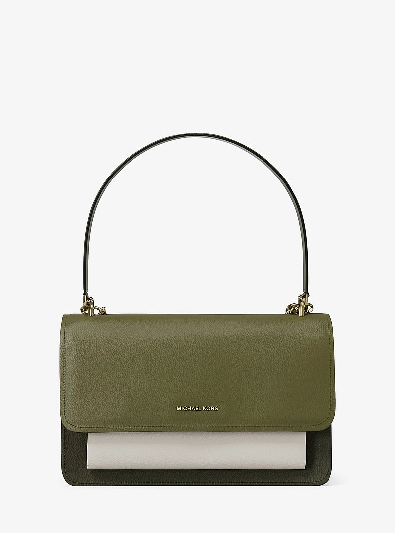 Grand sac port&eacute; &eacute;paule Claire &agrave; couleurs contrast&eacute;es en cuir in PISTACHE MULTI | Michael Kors
