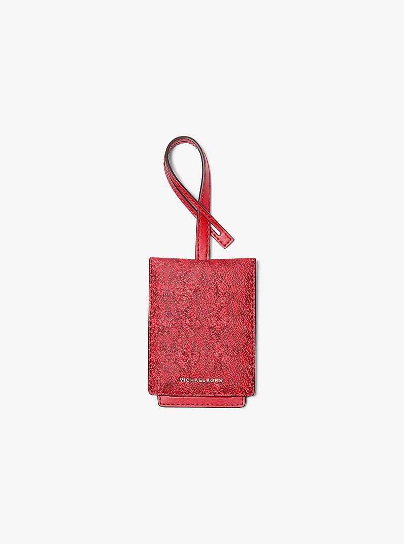 Jet Set Signature Logo Luggage Tag in CRIMSON MULTI | Michael Kors