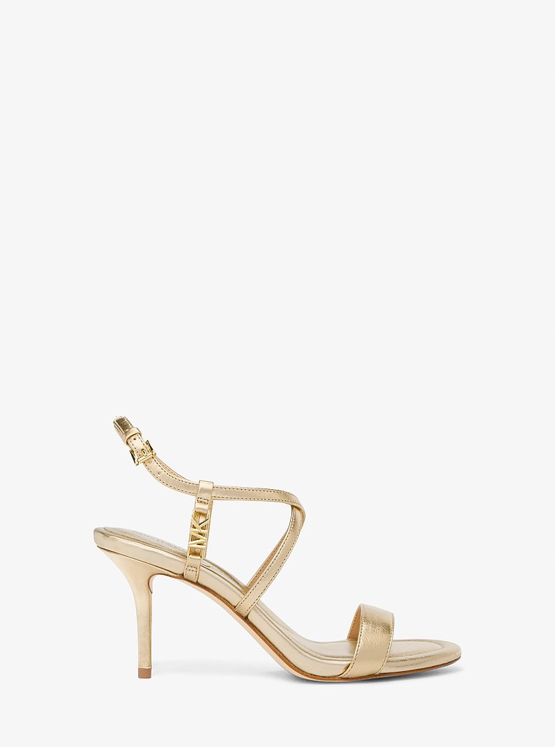 Veronica Metallic Leather Sandal in PALE GOLD | Michael Kors