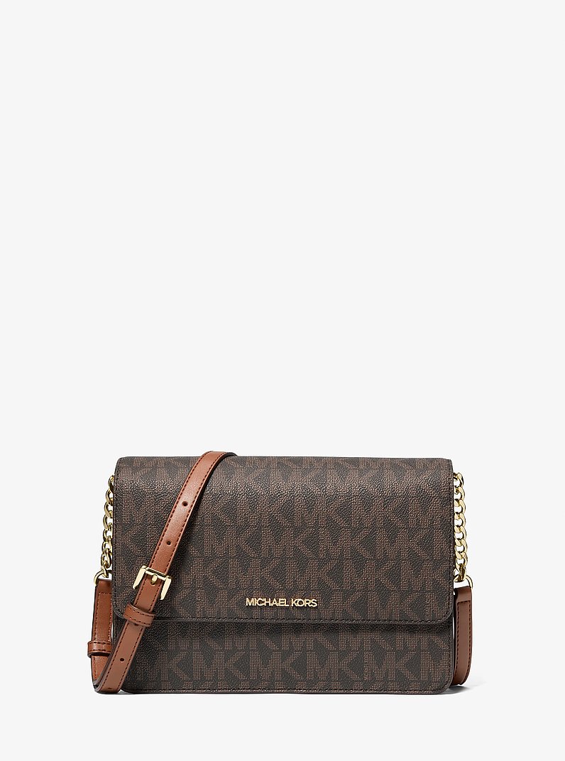 Borsa a tracolla Daniela grande con stampa logo in MARRONE/CUOIO | Michael Kors