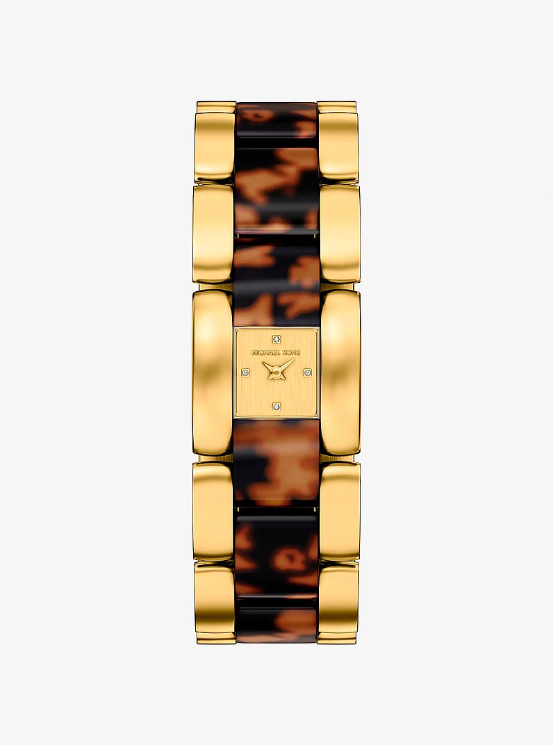 Petite Darrington Gold-Tone and Tortoiseshell Acetate Watch in TORTOISE | Michael Kors