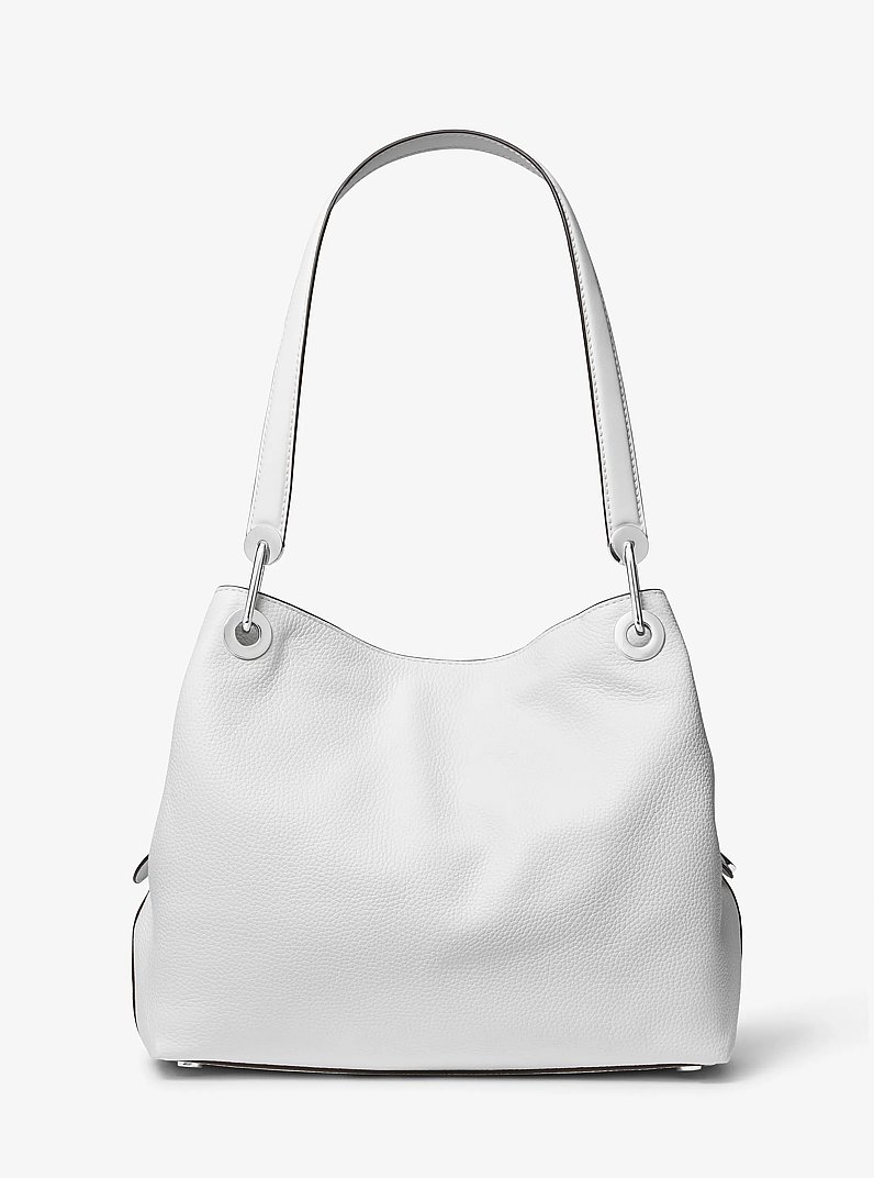 Raven Large Leather Shoulder Bag in OPTIC WHITE | Michael Kors