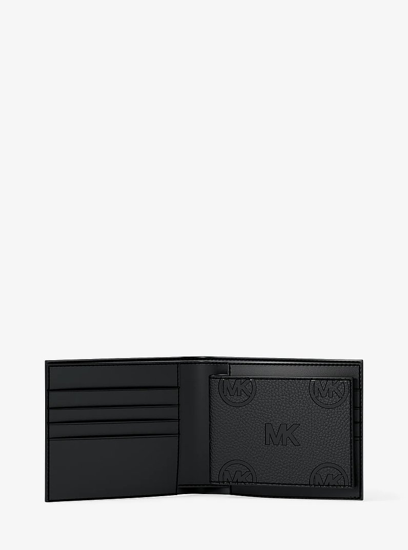 Cooper Logo Debossed Billfold Wallet With Passcase in BLACK | Michael Kors