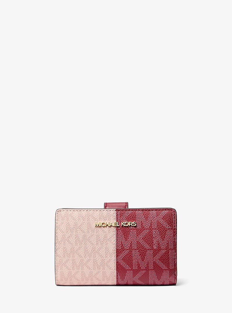 Jet Set Medium Two-Tone Logo Wallet in CHERRY MULTI | Michael Kors