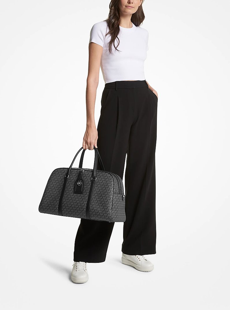 Heritage Extra-Large Logo Weekender Bag in BLACK/WHITE | Michael Kors