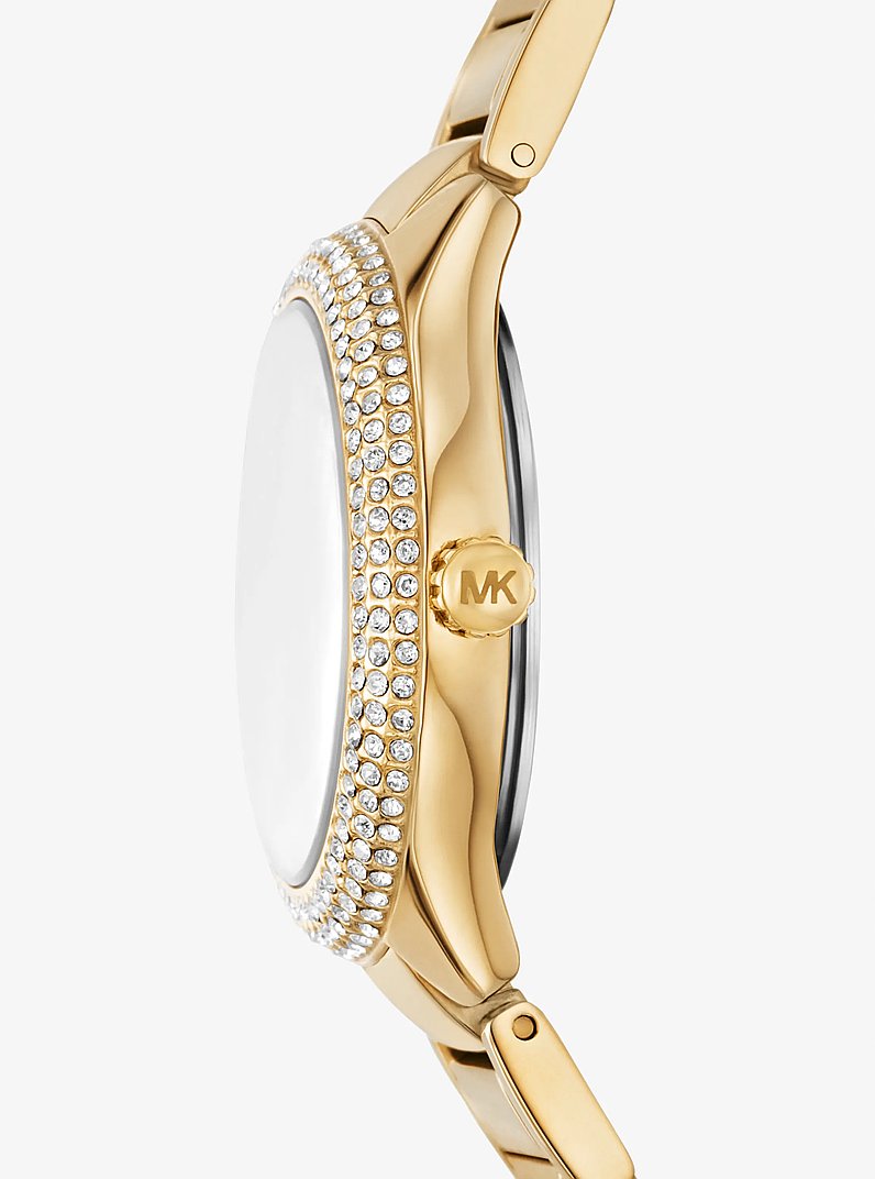 Mini Sylvia Pav&eacute; Gold-Tone Watch in GOLD | Michael Kors