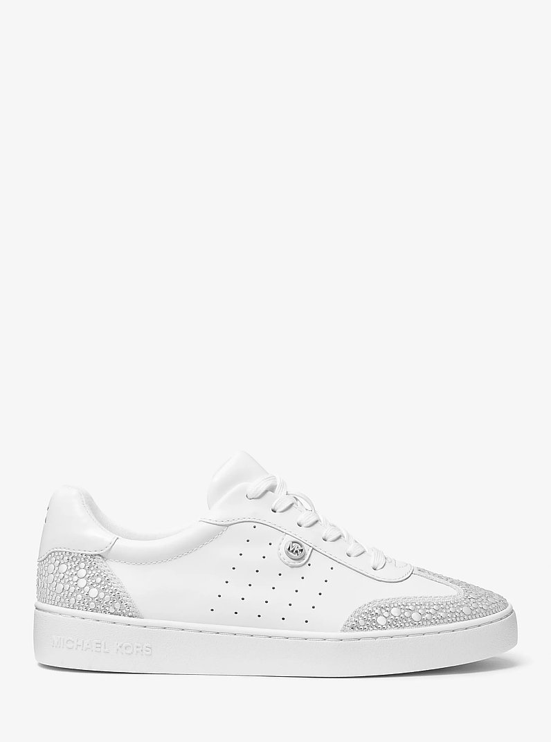 Scotty Embellished Leather Sneaker in OPTIC WHITE | Michael Kors