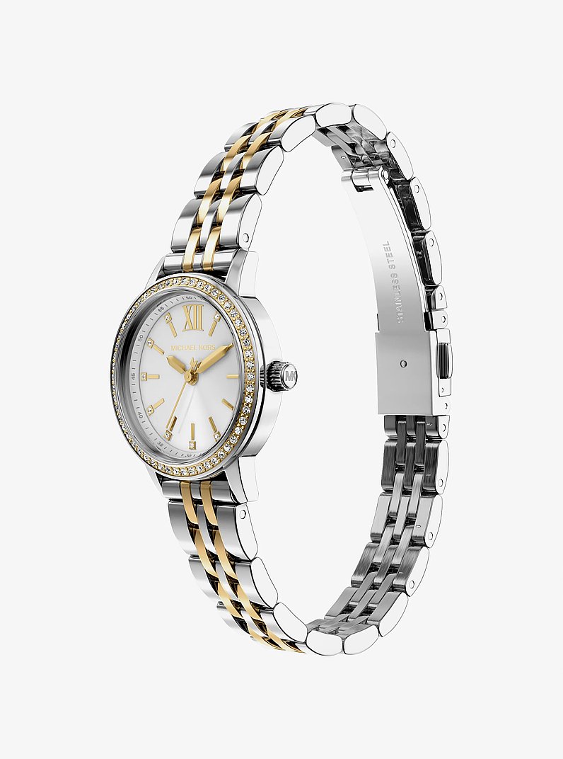 Mini Melissa Pav&eacute; Two-Tone Watch and Jewelry Set in TWO TONE | Michael Kors