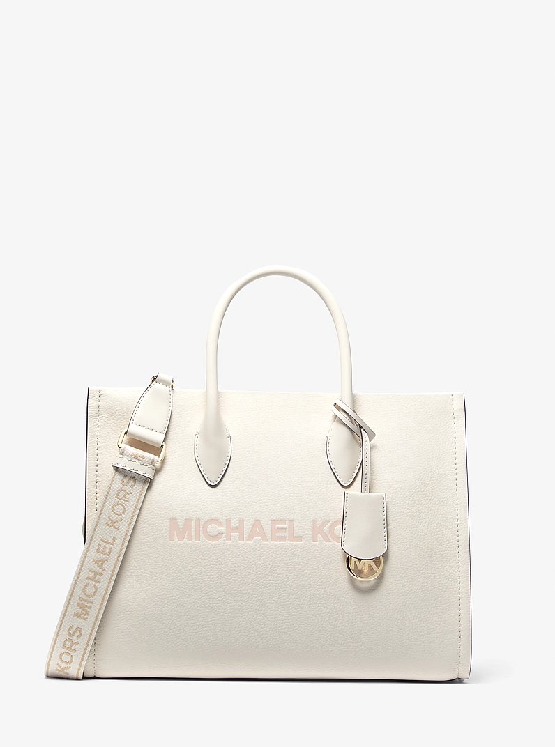 Bolso tote Mirella mediano de piel granulada in CREMA CLARO | Michael Kors