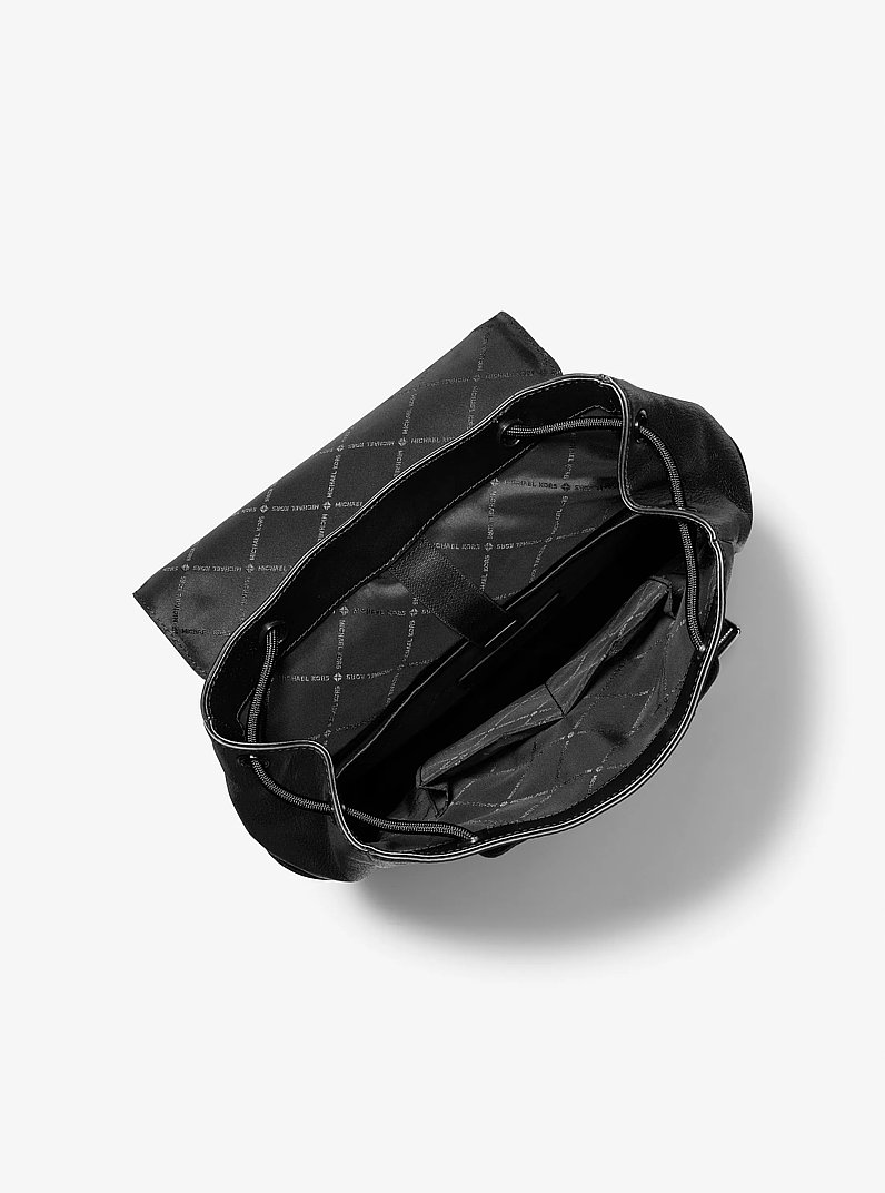 Hudson Medium Grommeted Leather Backpack in BLACK | Michael Kors